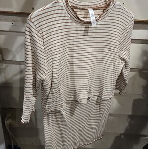 Latched Mama breastfeeding Striped Ribbed Top